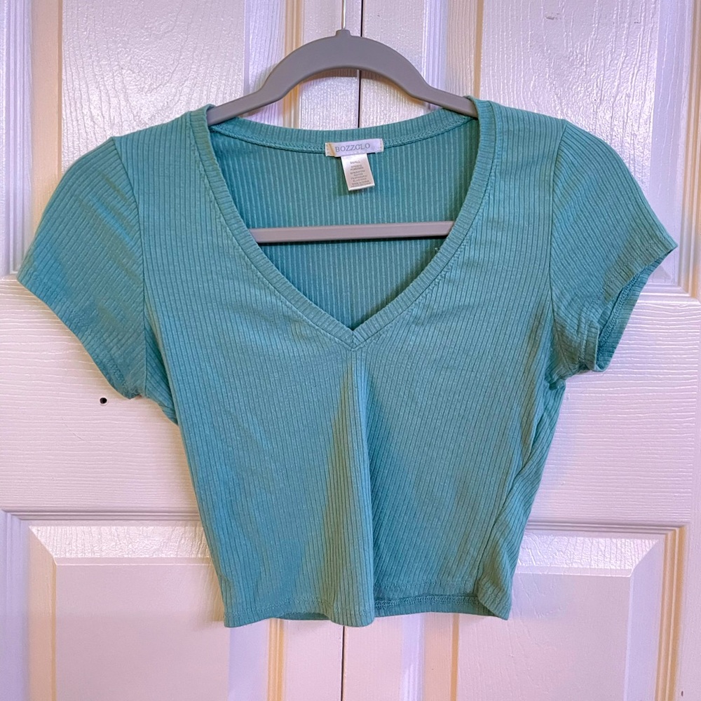 V neck crop top TEAL